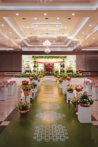 Sree Bhavani Non-AC auditorium aisle and mandap